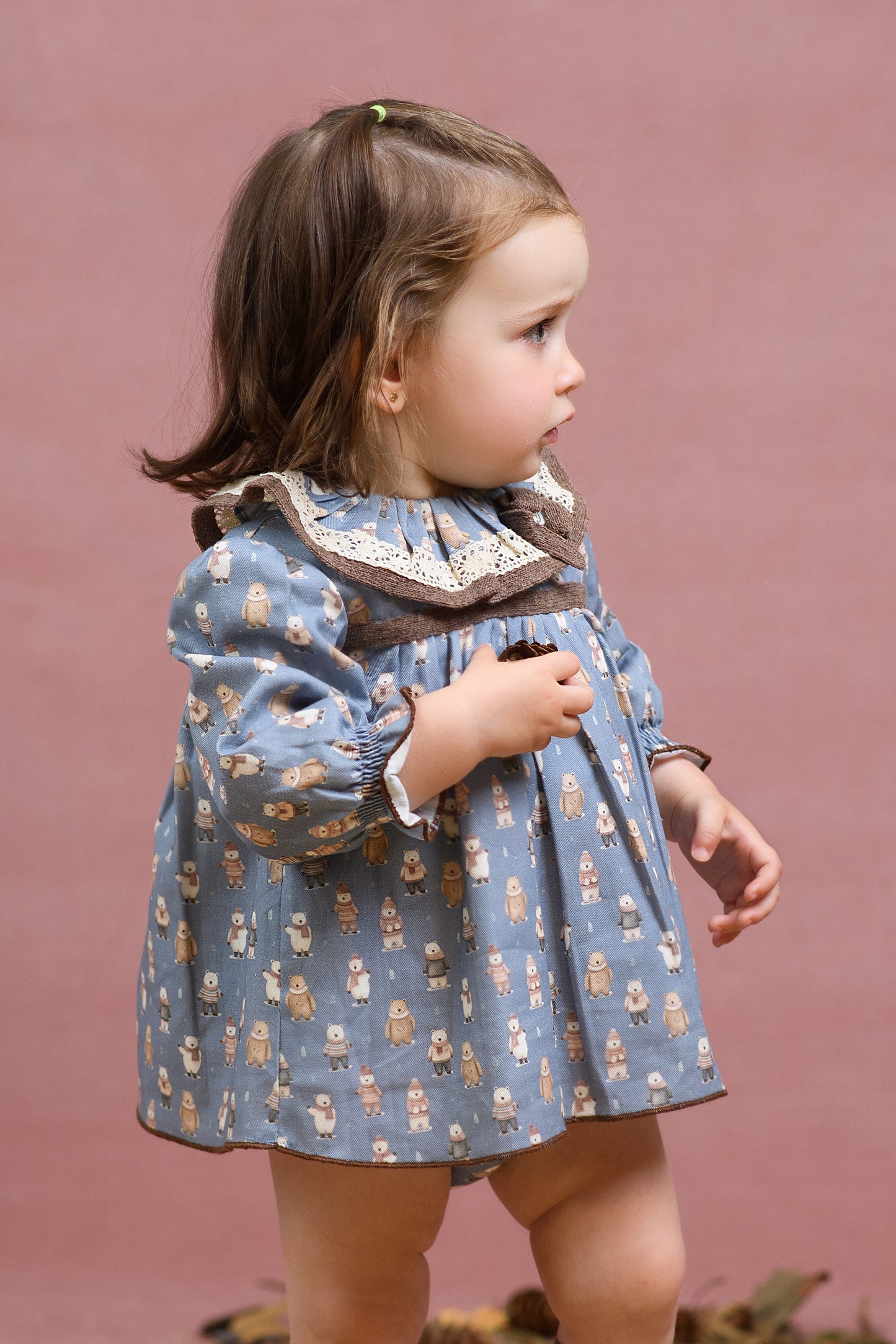 AW25 FOQUE La Cabana Girls Blue Bear Dress & Knickers