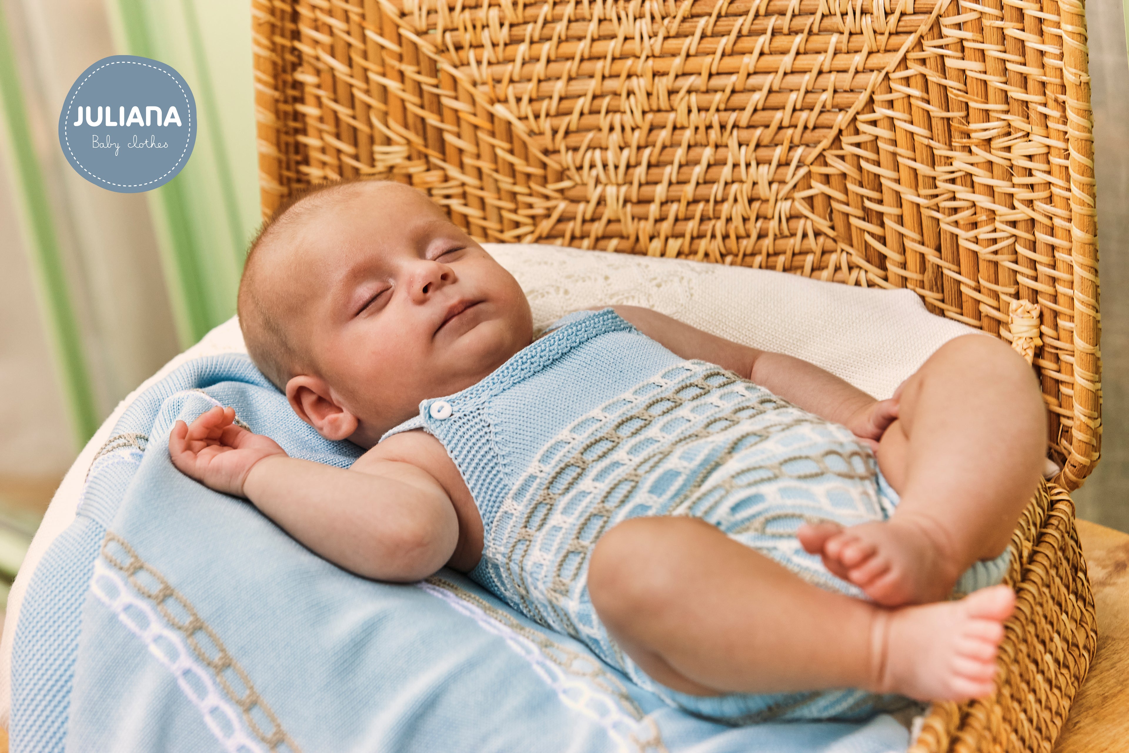 JULIANA Link Boys Blue & Camel Knitted Romper - 26108