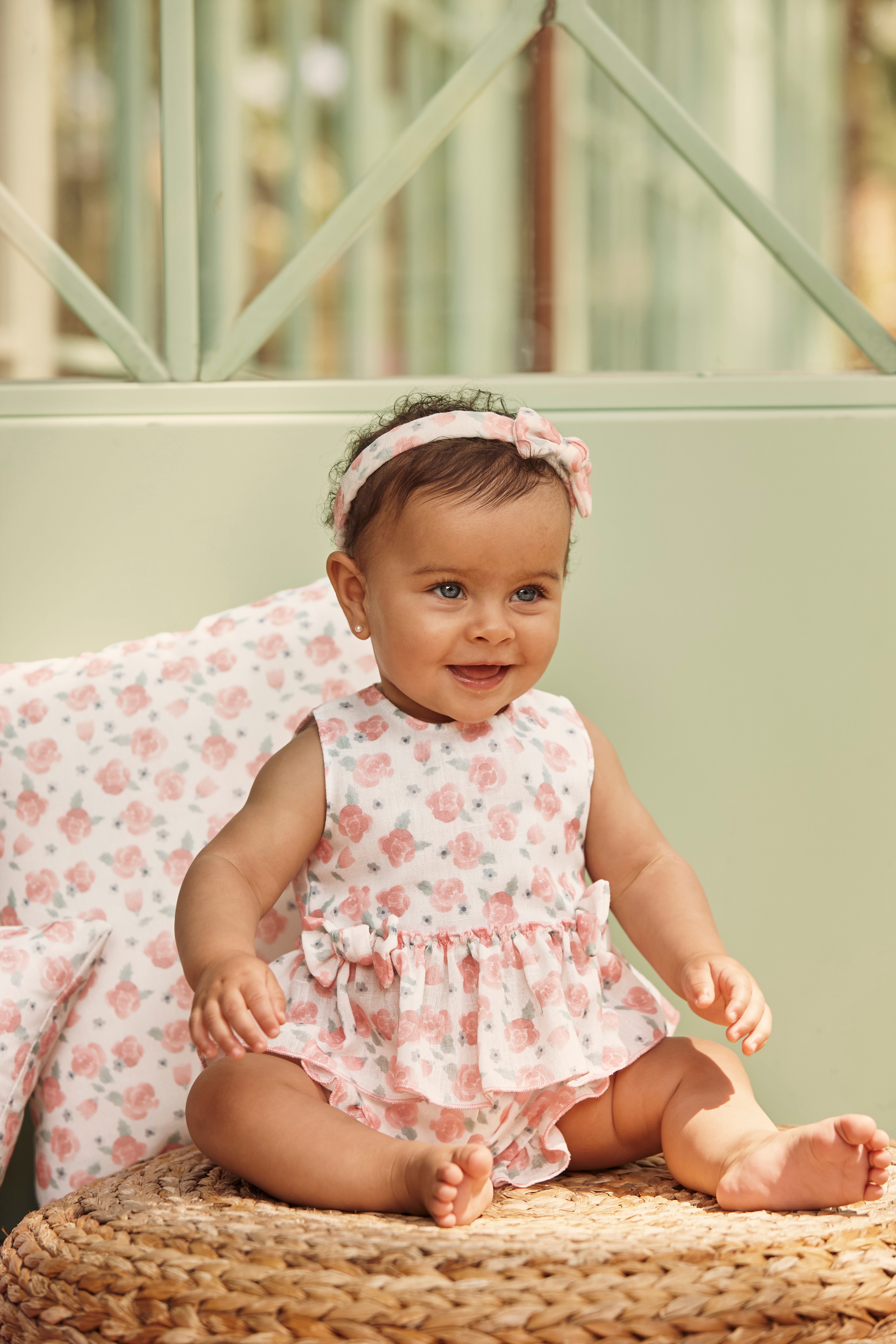 JULIANA Arandano Girls Peach Floral Short Set - 26203