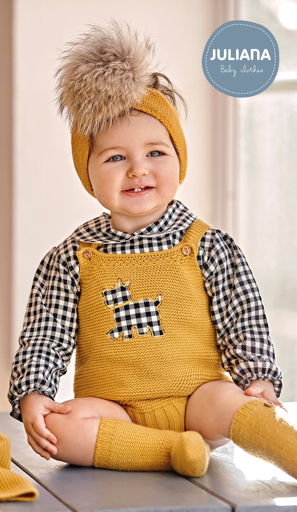 JULIANA Mustard & Black Knitted Romper Set - J8112