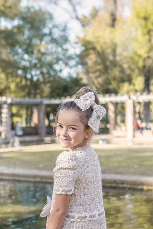 PRE ORDER AW25 NAXOS Camel Tweed Girls Hair Bow