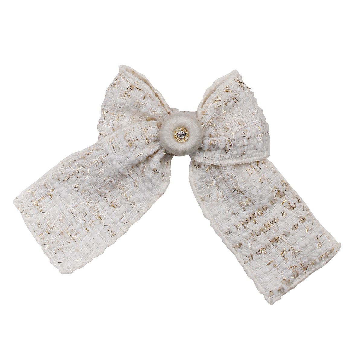 NAXOS Cream & Gold Tweed Girls Hair Bow