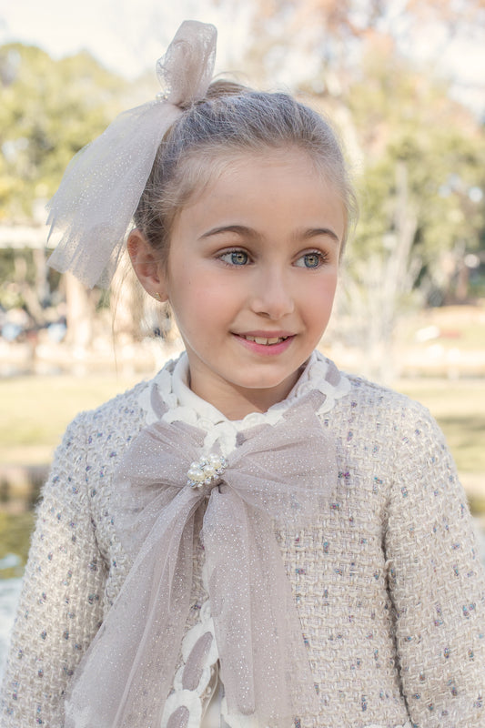 PRE ORDER AW25 NAXOS Camel Tulle Girls Hair Bow