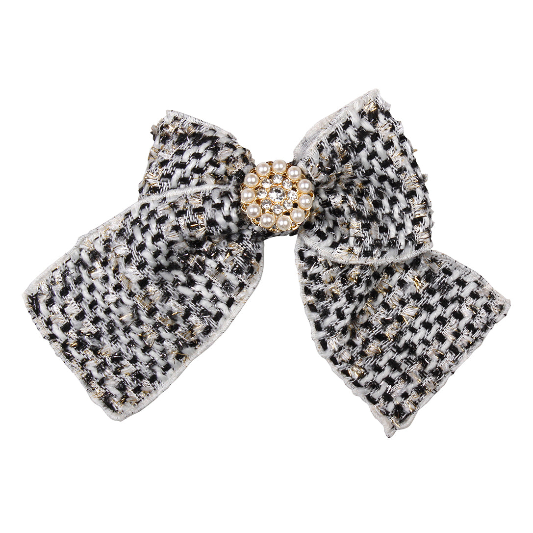 NAXOS Black Tweed Girls Hair Bow