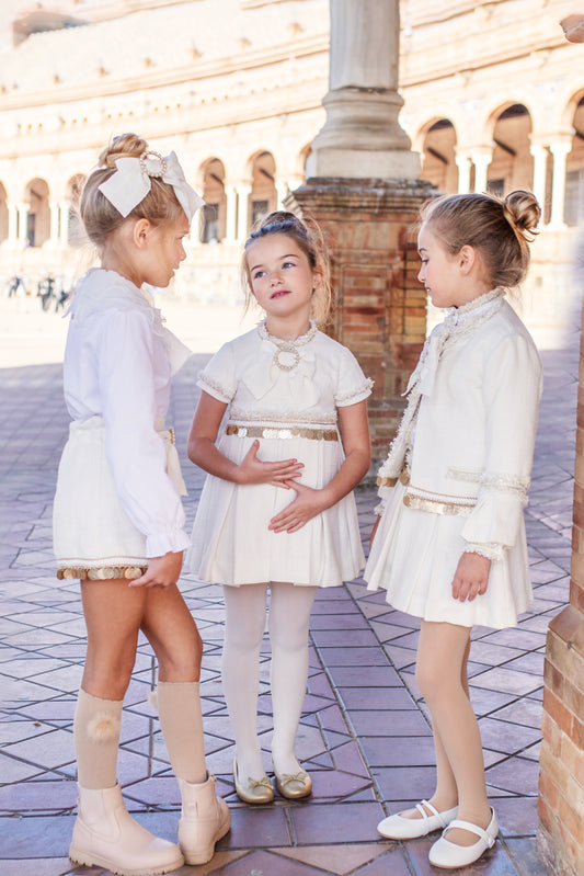 PRE ORDER AW25 NAXOS Cream & Gold Sequin Girls Hair Bow