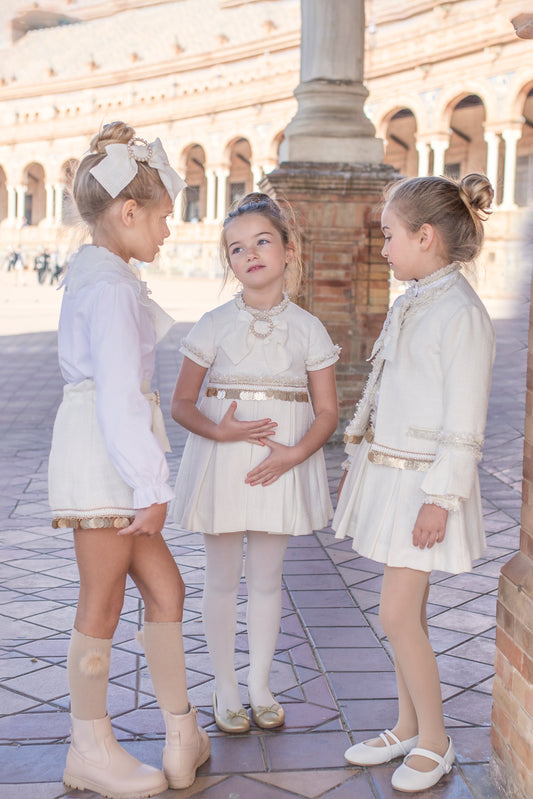 PRE ORDER AW25 NAXOS Cream & Gold Sequin Girls Hair Bow