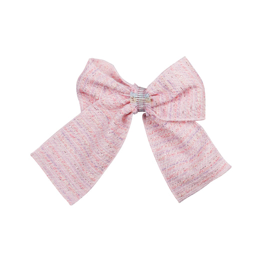 PRE ORDER AW25 NAXOS Pink Tweed Girls Hair Bow