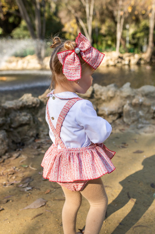 PRE ORDER AW25 NAXOS Red Tweed Girls Hair Bow