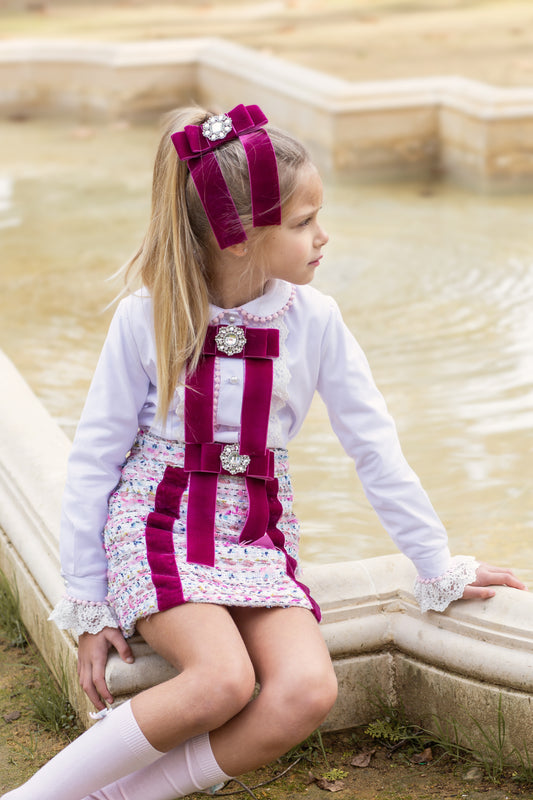 PRE ORDER AW25 NAXOS Purple Tweed Girls Skirt Set - 7660
