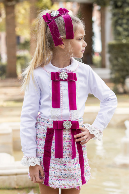 PRE ORDER AW25 NAXOS Purple Tweed Girls Skirt Set - 7660