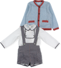 FOQUE Arcilla Boys Grey Check Short Set with Cardigan