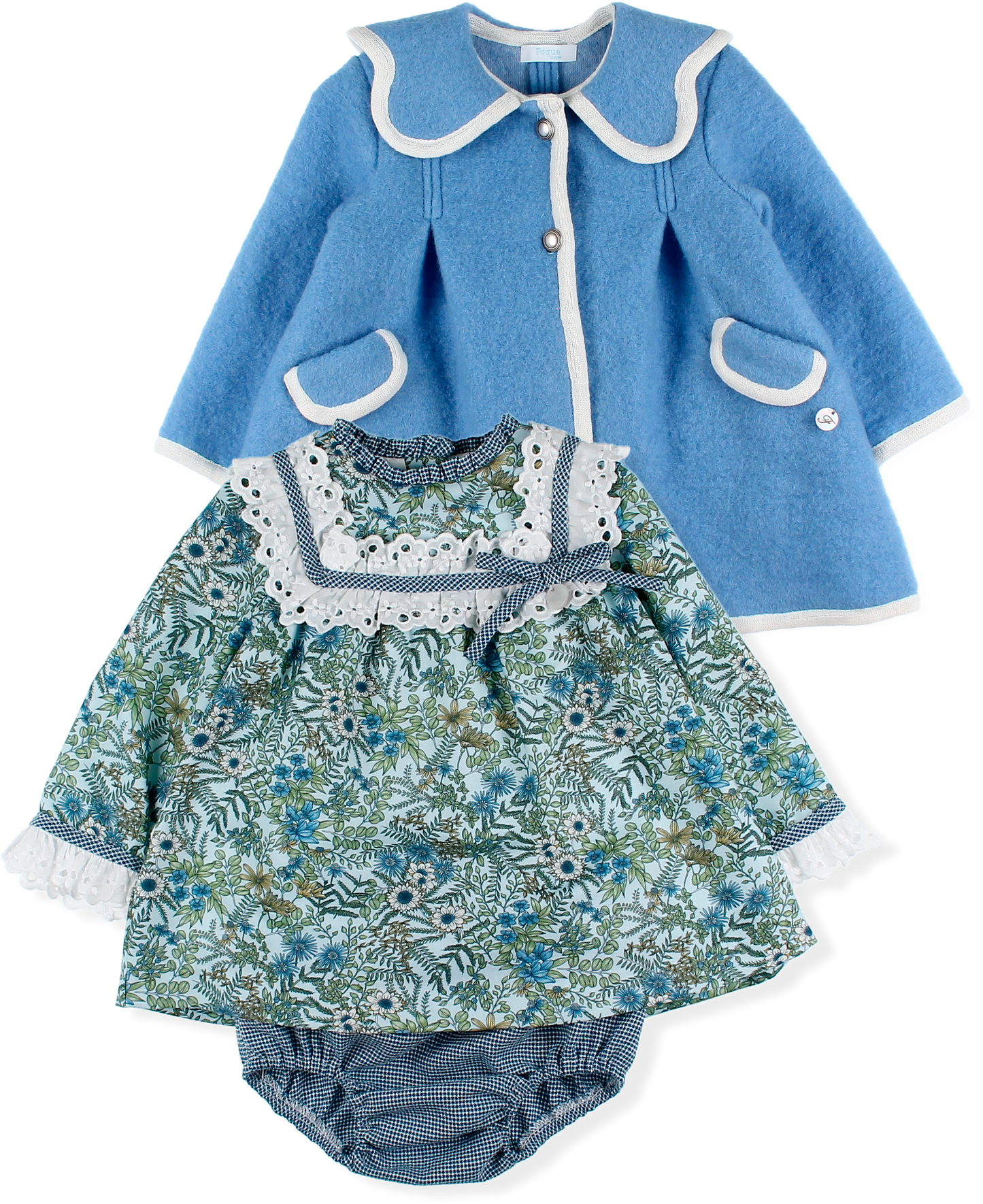 FOQUE Light Blue Floral Girls Dress & Knickers - 5253