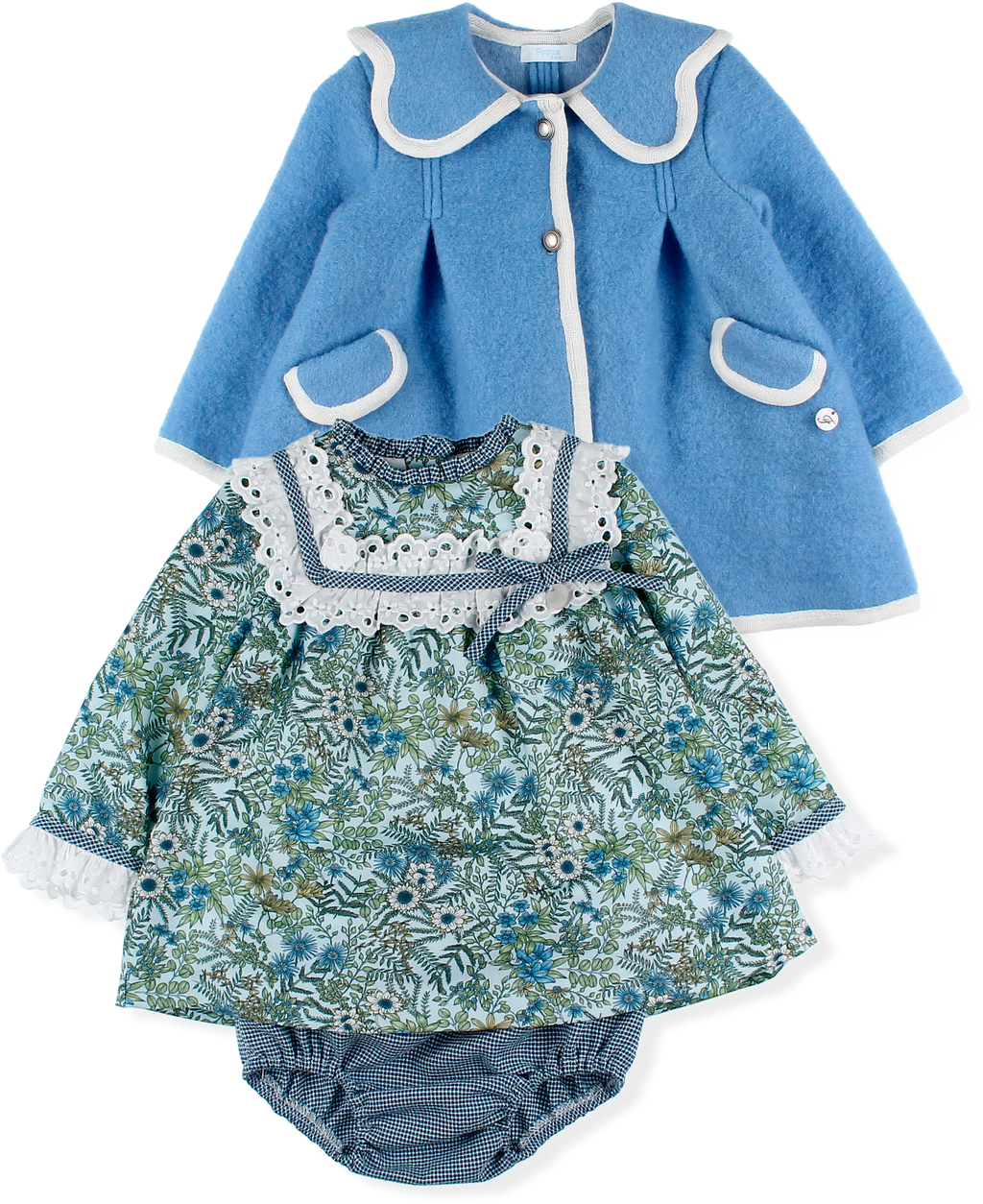 AW24 FOQUE Light Blue Girls Wool Coat - CLEARANCE SALE
