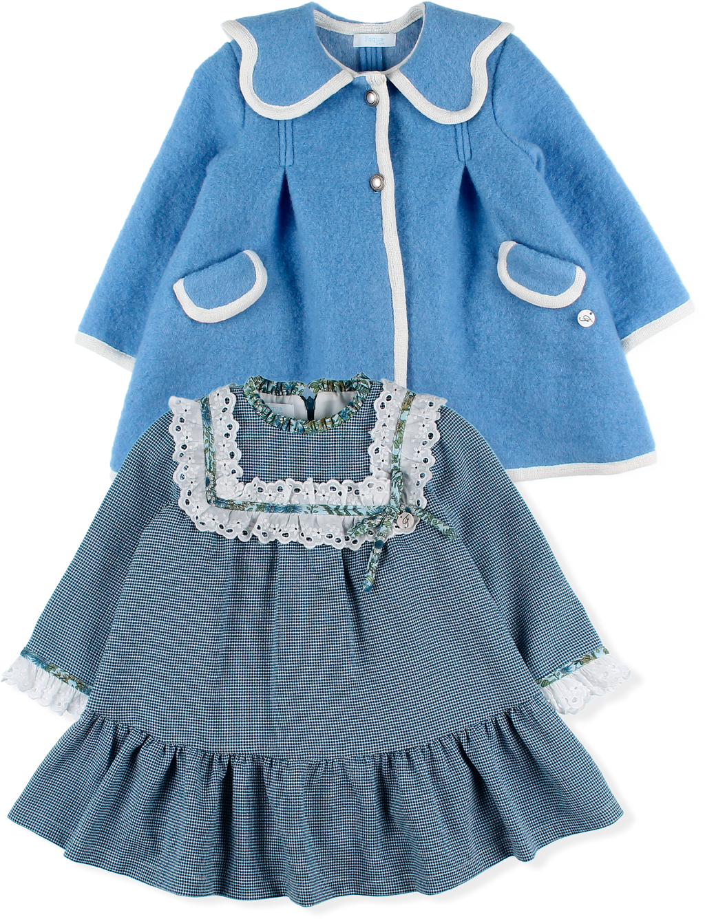 AW24 FOQUE Light Blue Girls Wool Coat - CLEARANCE SALE