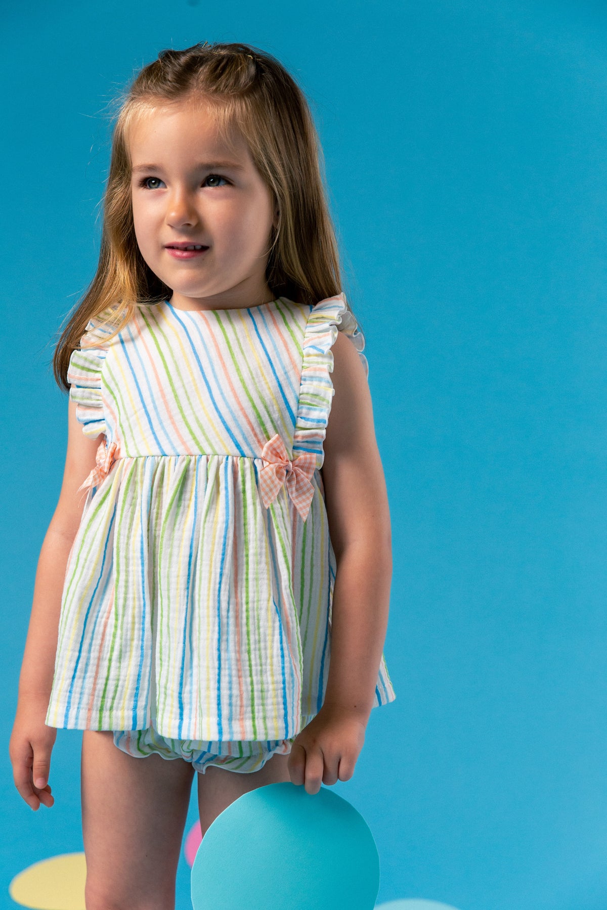 Mac Ilusión Lima Musel Girls Green Stripe Dress & Knickers - 0151