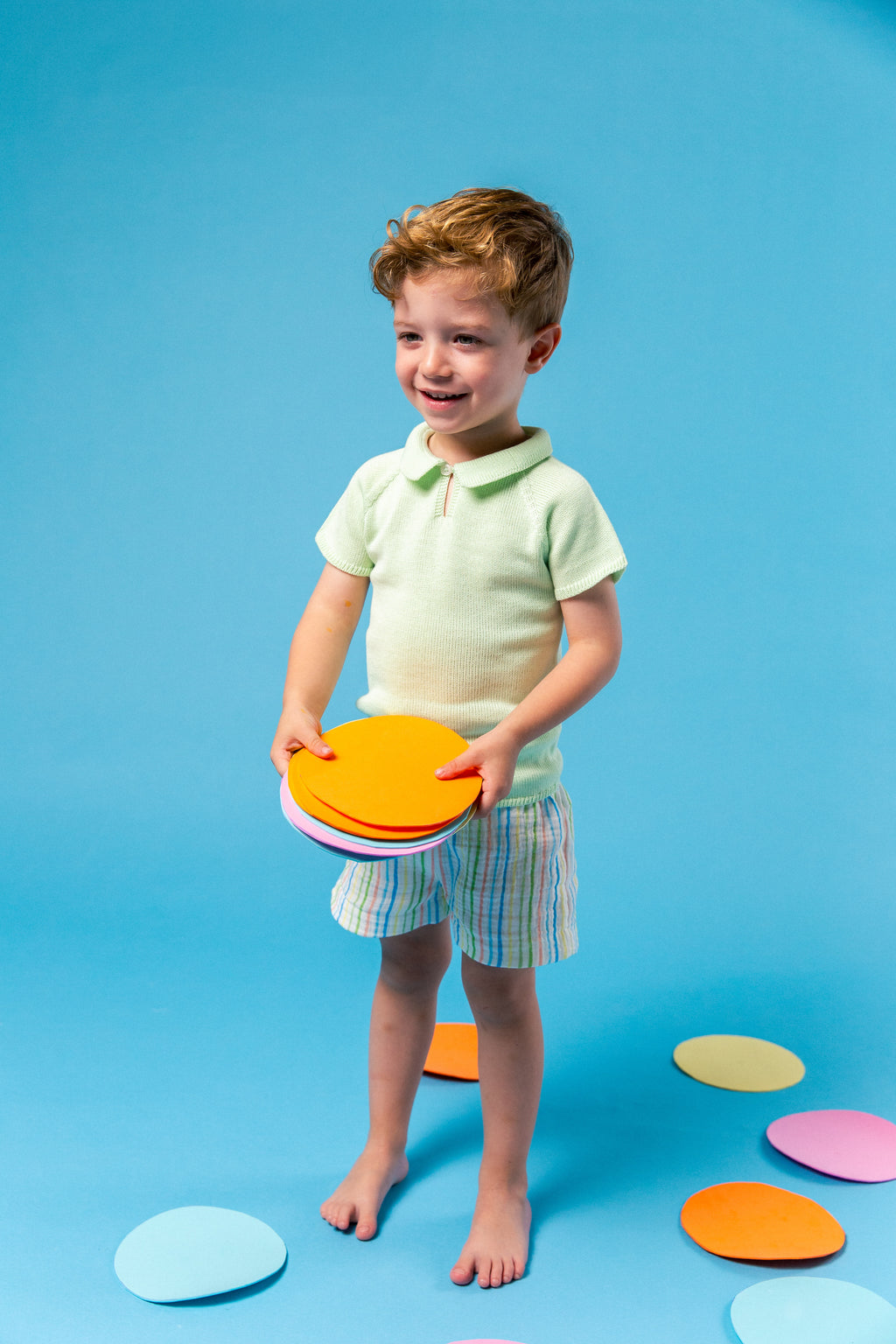 MAC ILUSION Lima Musel Boys Green Stripe Shorts Set - 0020