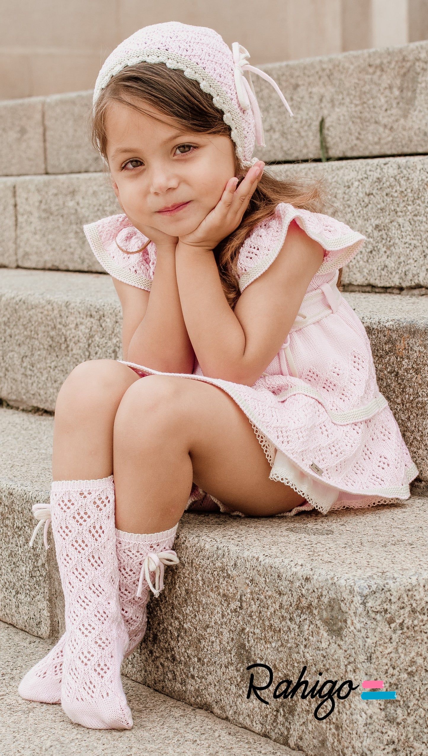 RAHIGO Pink & Cream Girls A-Line Dress & Knickers - 24135