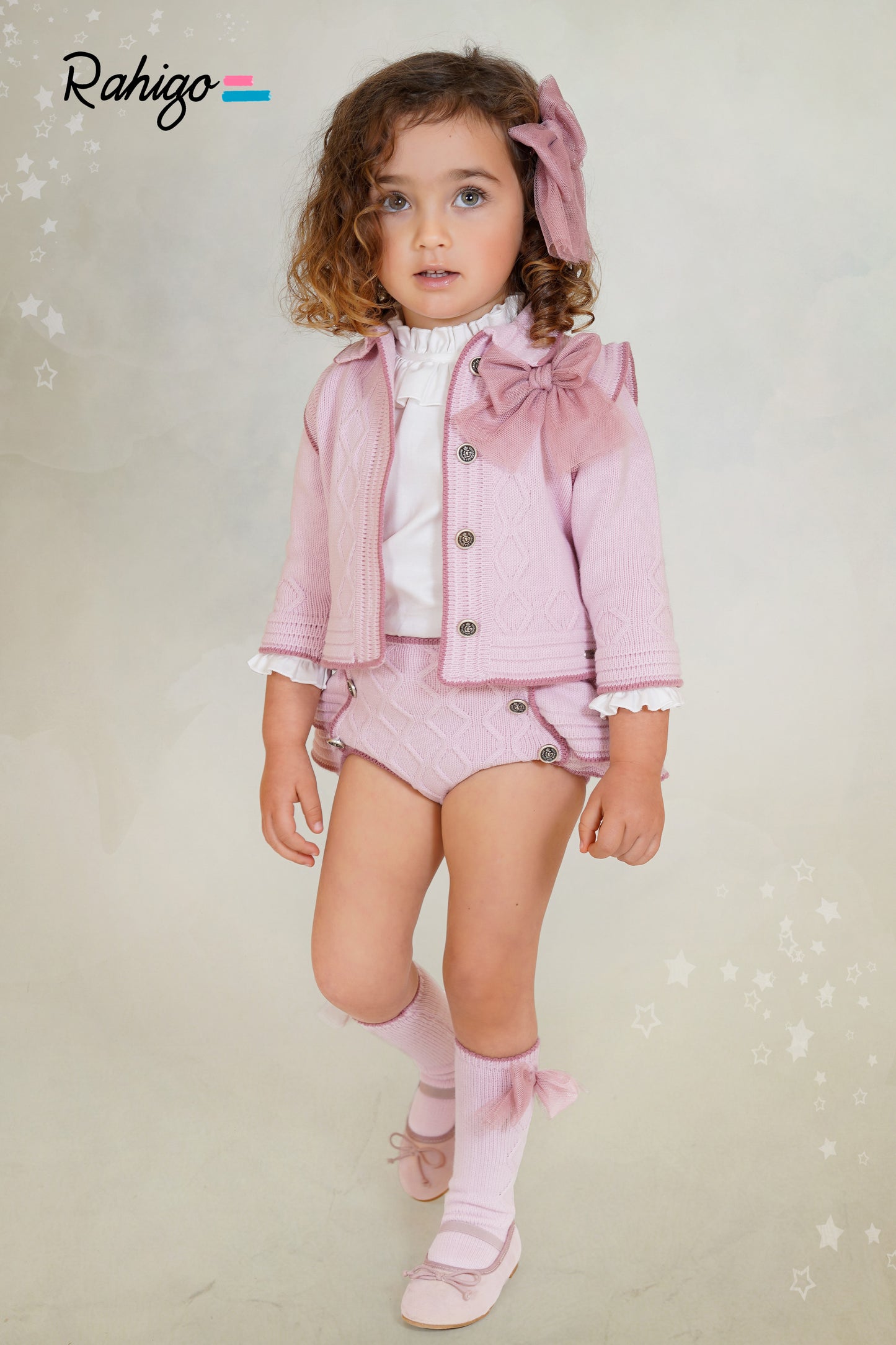 AW25 RAHIGO Pink Girls Jam Pant Set with Cardigan - 25268