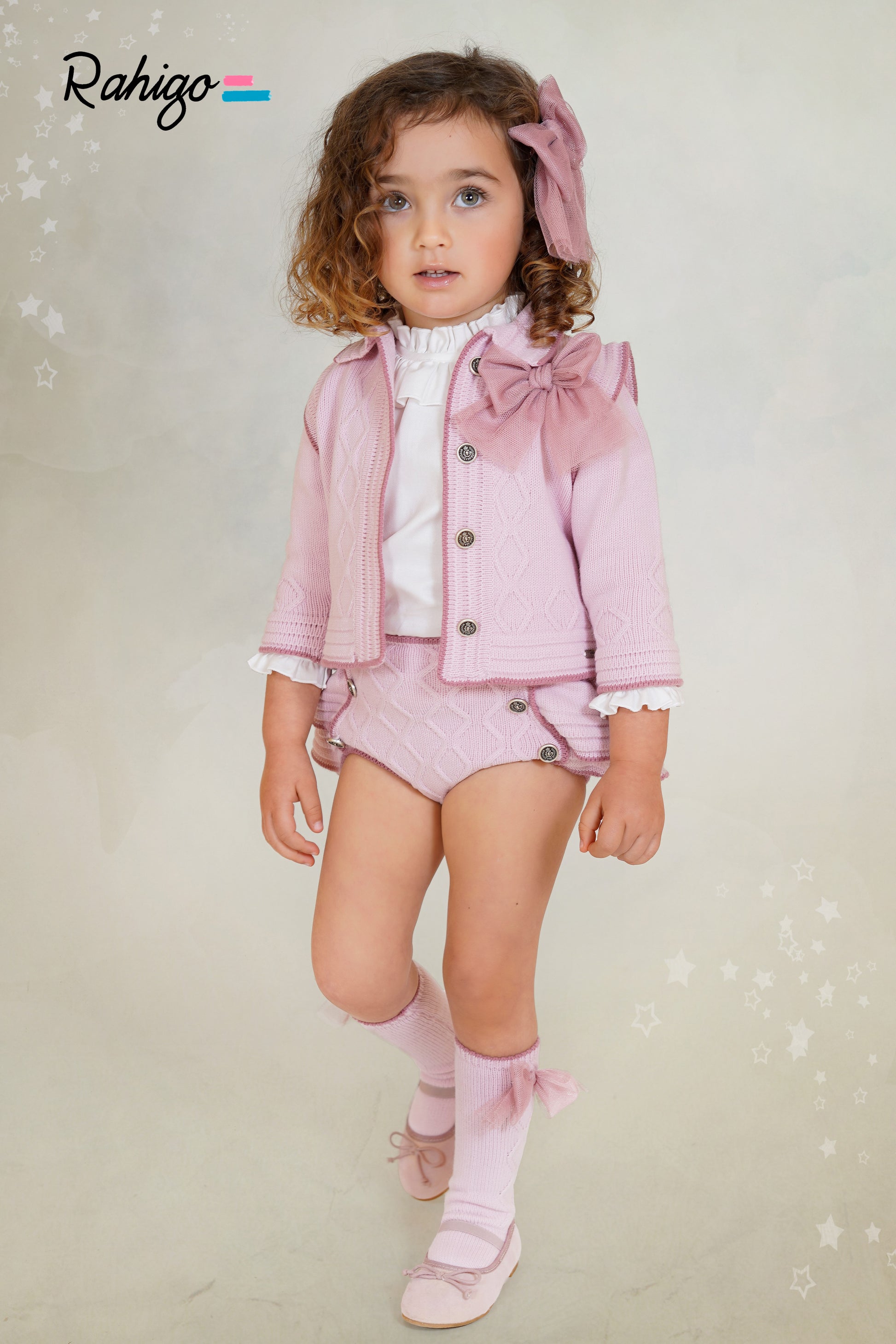 AW25 RAHIGO Pink Girls Jam Pant Set with Cardigan - 25268
