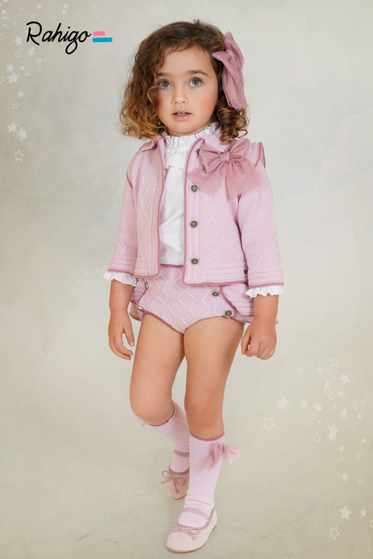 AW25 RAHIGO Pink Girls Jam Pant Set with Cardigan - 25268