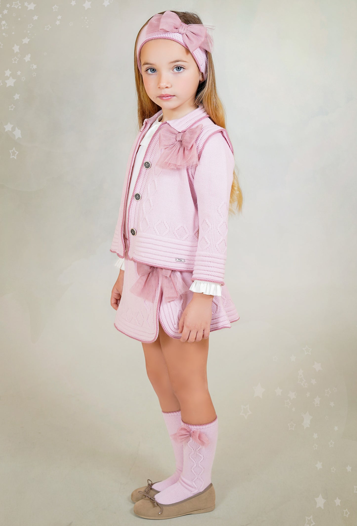 AW25 RAHIGO Pink Girls Skirt Set with Cardigan - 25279