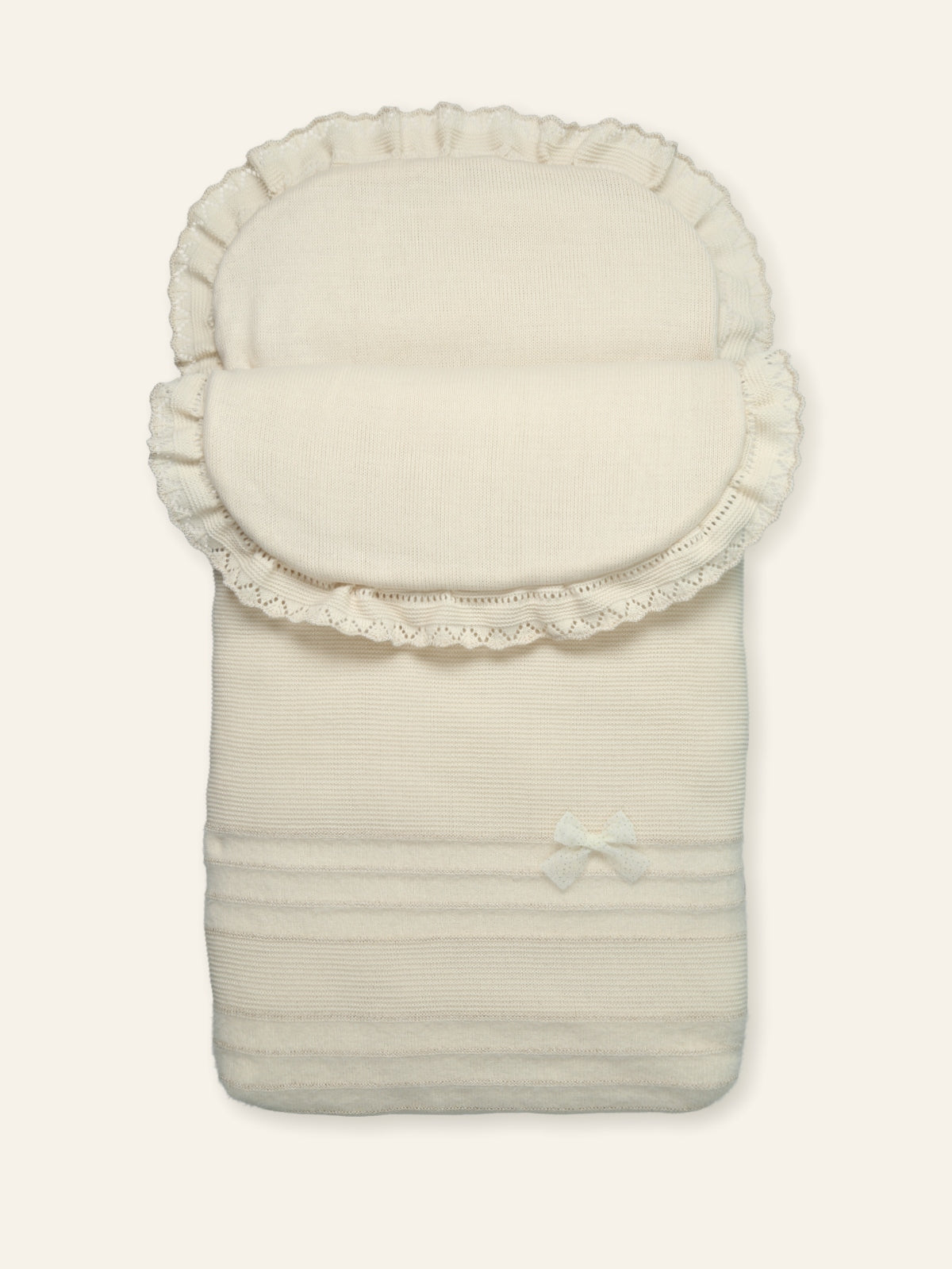 AW25 MAC ILUSION Feather Natural Girls Cream & Gold Knitted Baby Nest - SA47