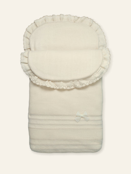 AW25 MAC ILUSION Feather Natural Girls Cream & Gold Knitted Baby Nest - SA47