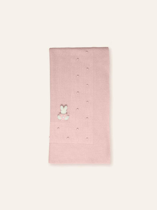 AW25 MAC ILUSION Rabbit Moonlight Girls Pink Knitted Shawl Blanket - TO116