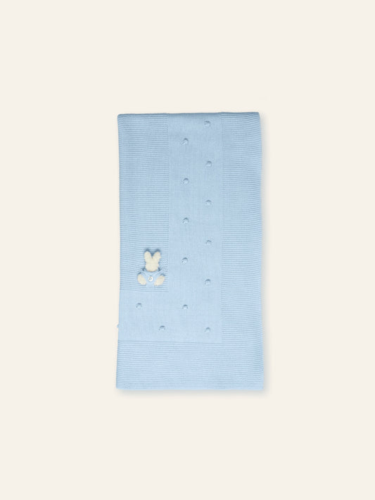 AW25 MAC ILUSION Rabbit Moonlight Boys Blue Knitted Shawl Blanket - TO116