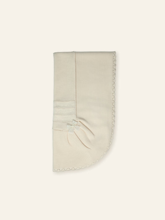 AW25 MAC ILUSION Feather Natural Girls Cream & Gold Shawl Blanket - TO123
