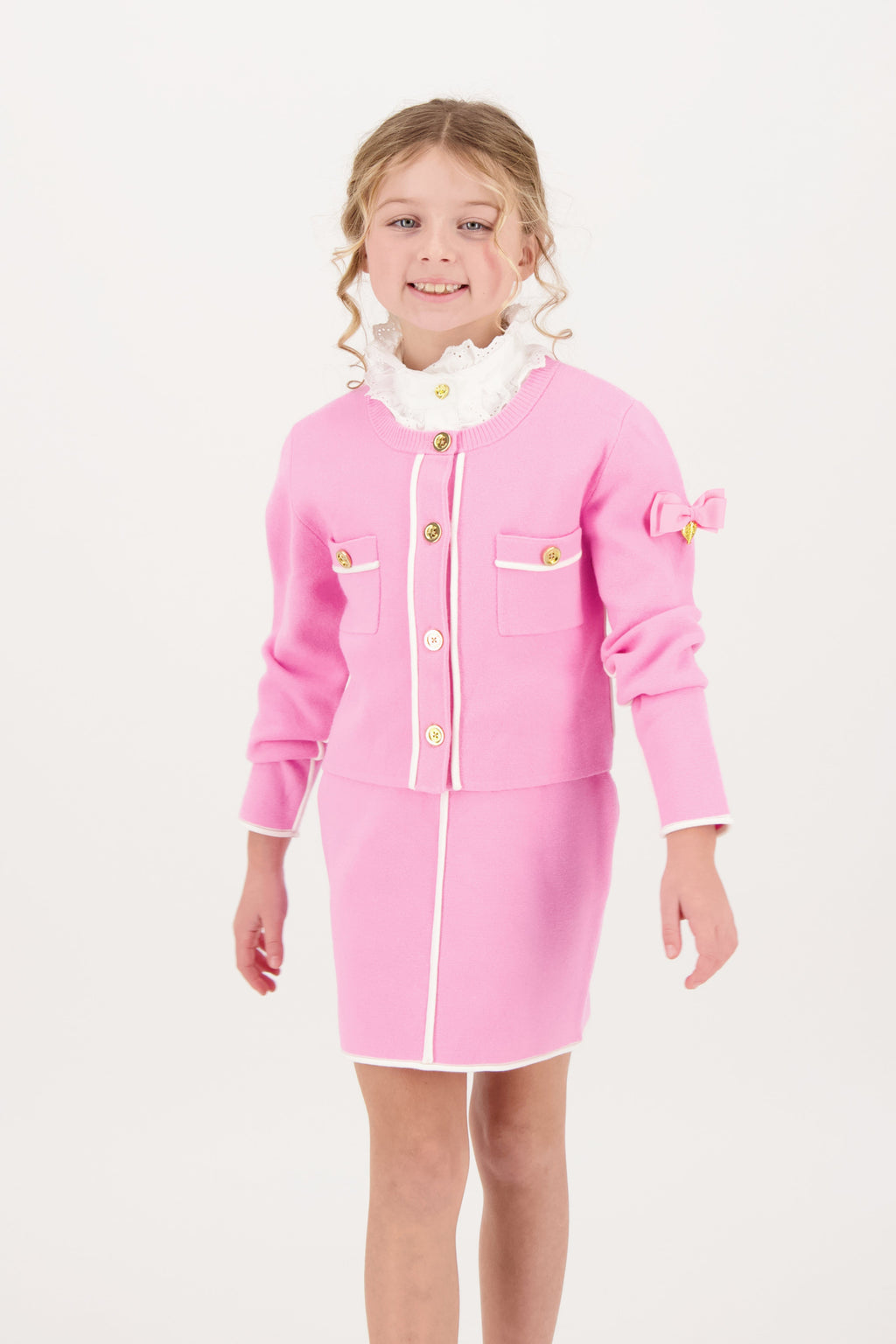 Angel’s Face Whitney girls rose pink knitted skirt set lifestyle image