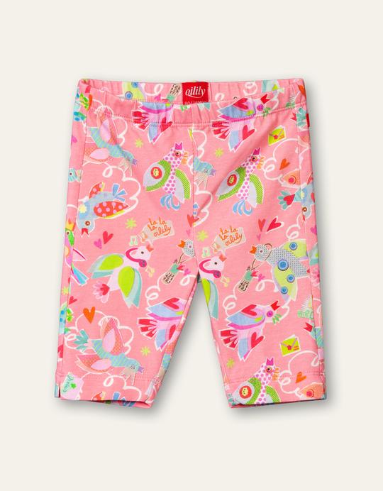 OILILY Tappy Mini Girls Geranium Pink Birds Cropped Leggings - NON RETURNABLE