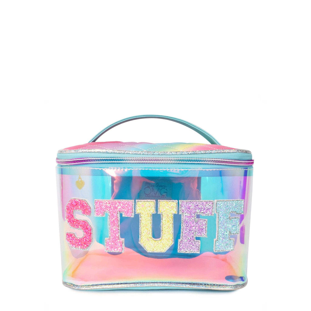OMG Accessories Stuff blue clear glazed glam bag