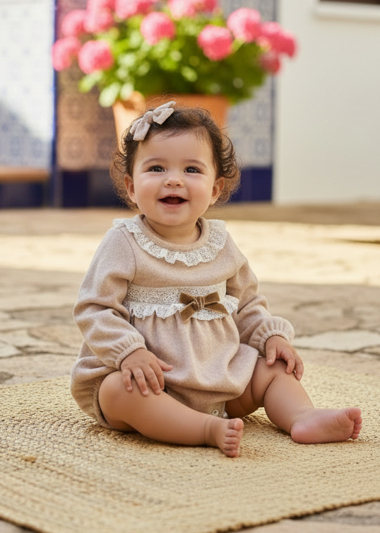 BABINE Beige Girls Romper - 2612105