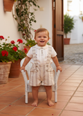 FOQUE CEREMONIA Boys Beige & Cream Stripe Short Set