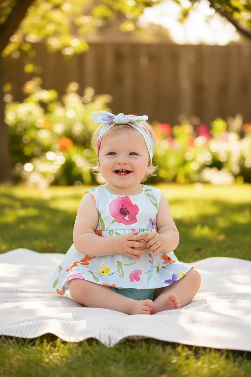 Baby Girl in MAYORAL Hawaii Outfit