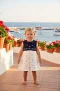 FOQUE Nautical Girls Navy & Cream Linen Dress