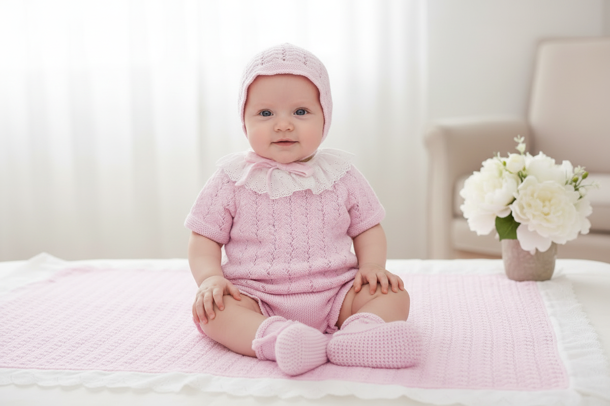 Mac Ilusión Floral Rustik Girls Pink Four Piece Knitted Set - 0035