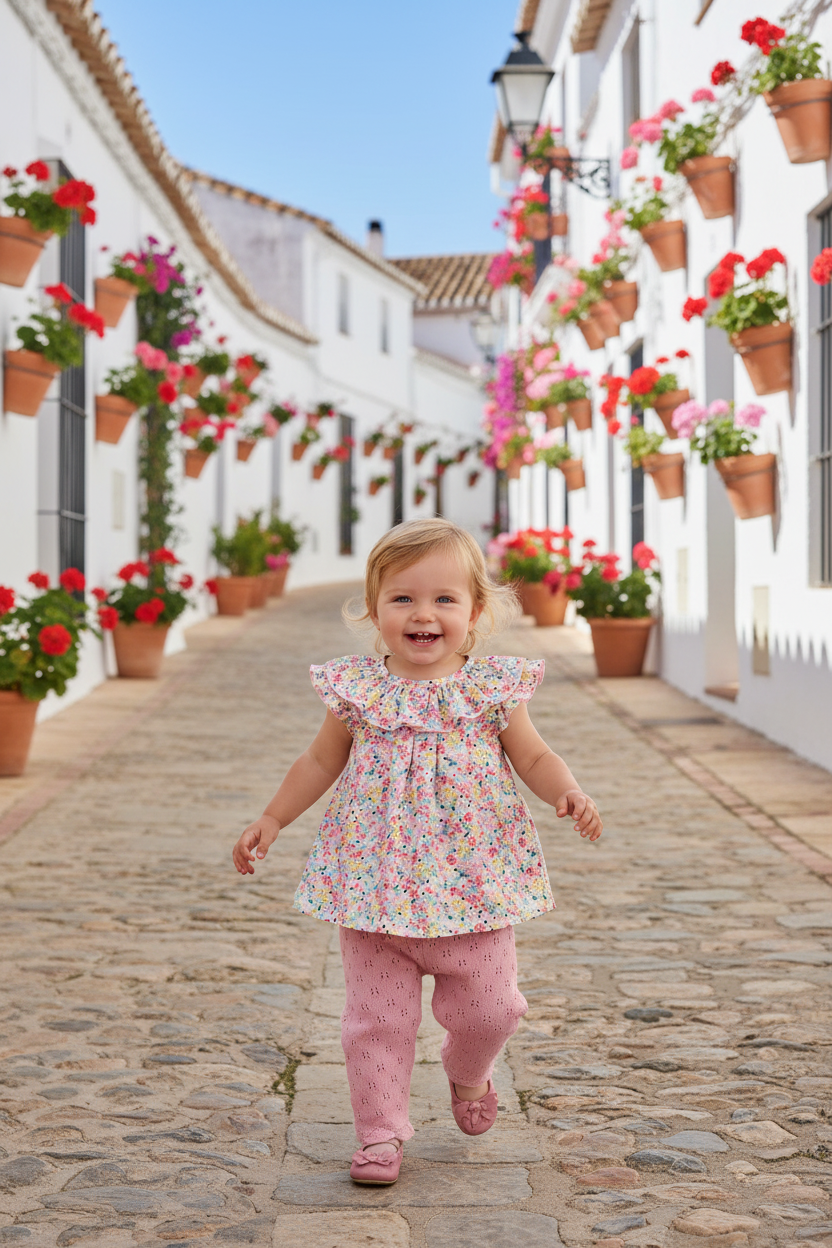 MAC ILUSION Fresa Girls Strawberry Pink Floral Trouser Set - 9734