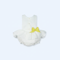 MAC ILUSION Perforado Girls White Romper with Lemon Bow
