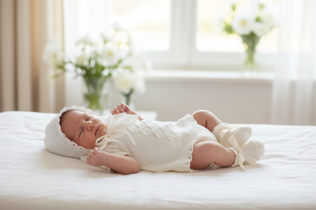 MAC ILUSION Special Thing Girls Cream Four Piece Knitted Set - 0039V