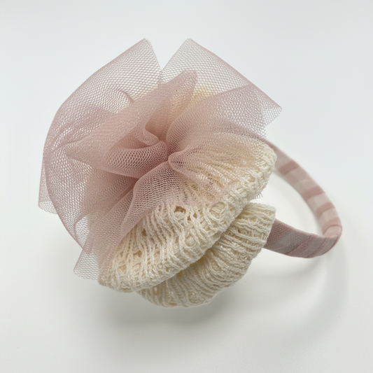 Basmarti Ceremonia girls cream and dusty pink tulle headband