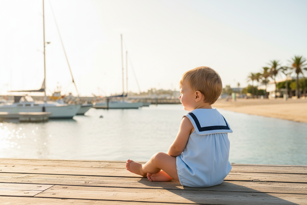 BASMARTI Sailor Romper - Beach Setting