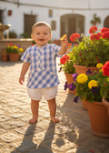 MIRANDA Blue Boys Gingham Check Short Set - 522/23