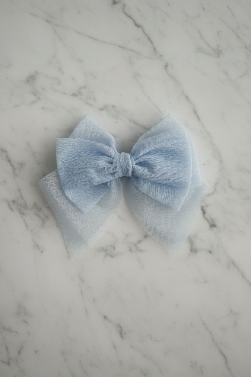 Babine Ana Girls Blue Tulle Hair Bow