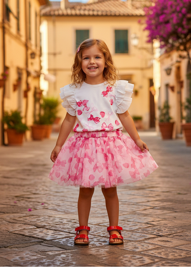 Bow and Heart Tulle Skirt Set in Italian Setting