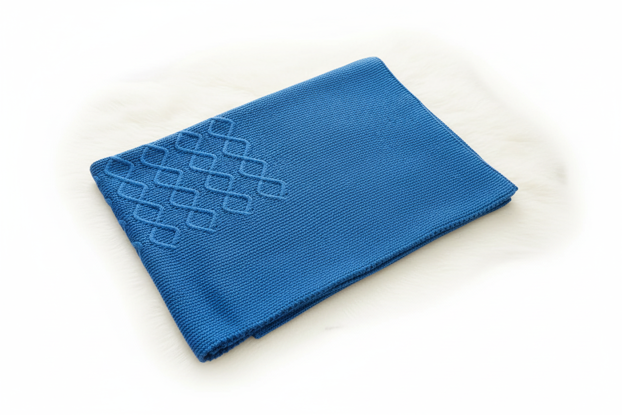Cobalt blue knit baby blanket