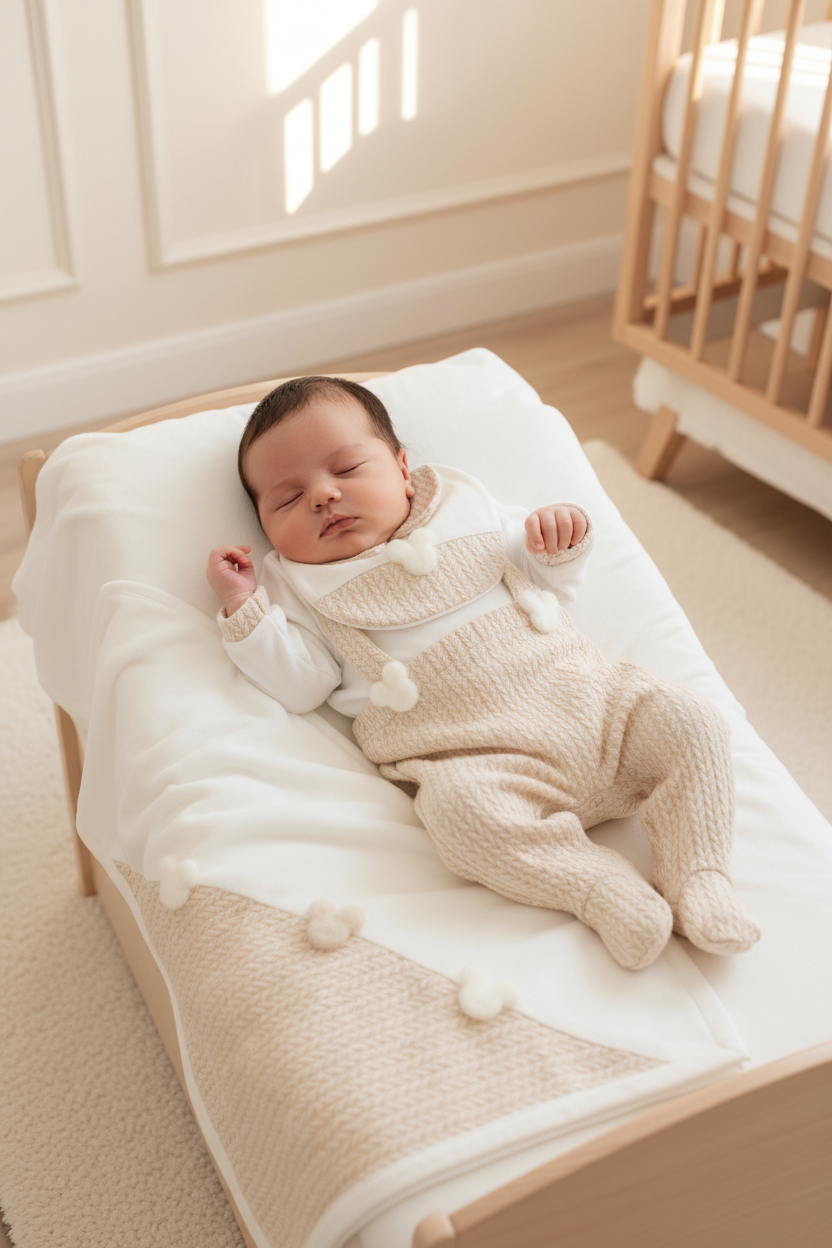 Cream Cable-Knit Set on Baby Boy