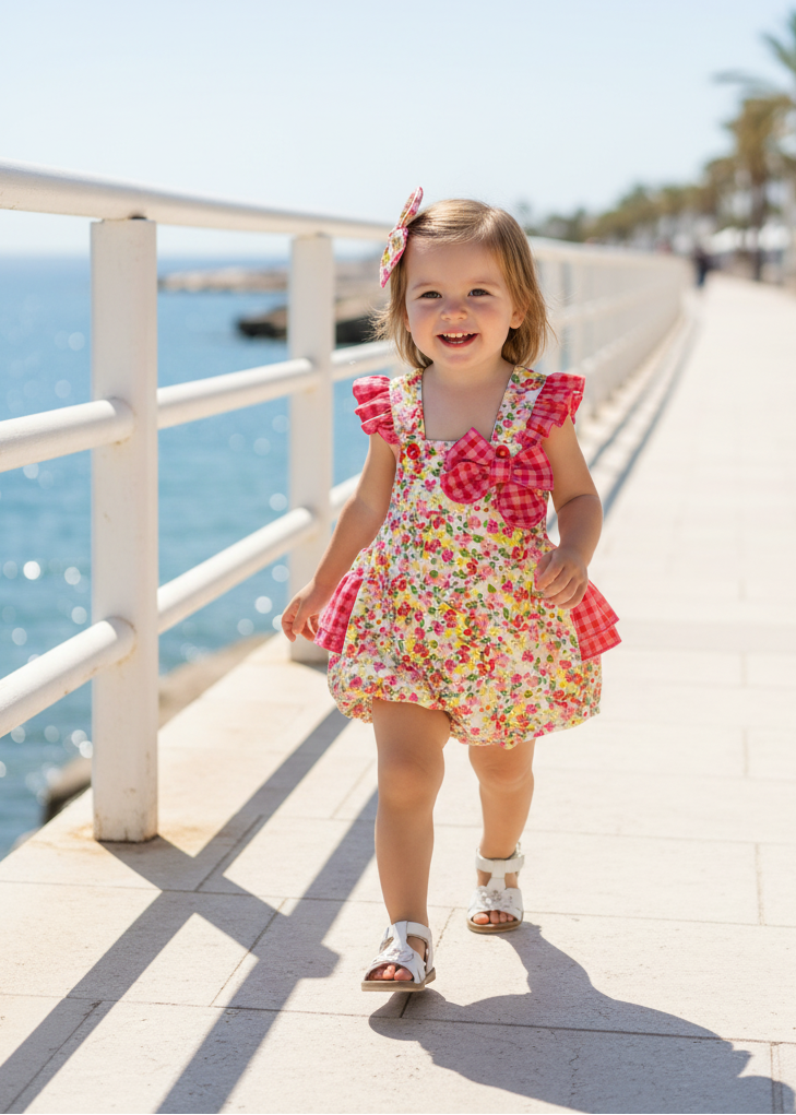 CUKA Flores Girls Multicolour Floral Romper - 86041