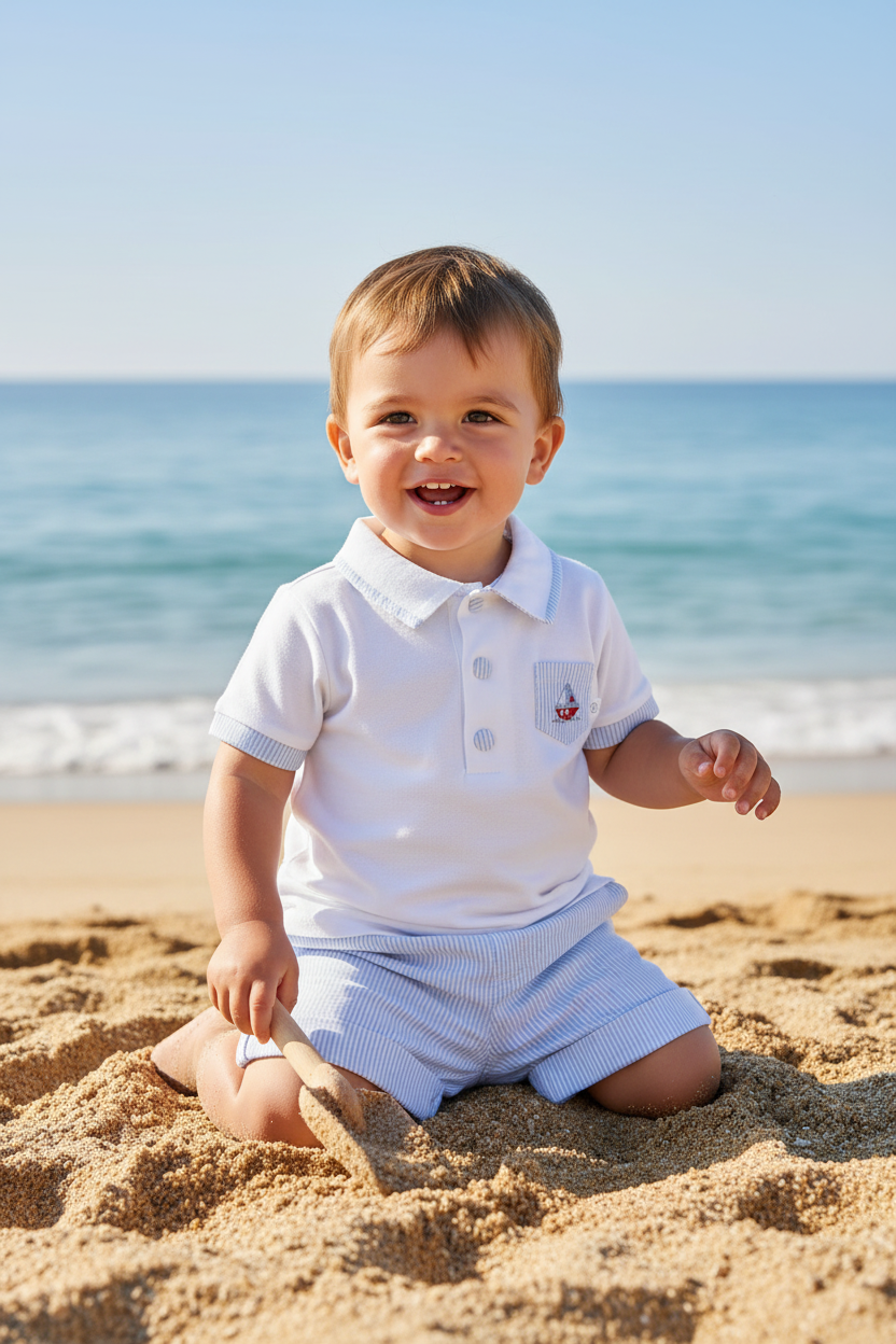 DEOLINDA Victory Boys Blue & White Short Set